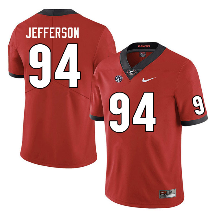 Georgia Bulldogs #94 Jonathan Jefferson College Football Jerseys Sale-Red